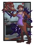  &lt;3 5_fingers 5_toes anthro appliance apron apron_only blood bodily_fluids body_horror breasts clothing eldritch_abomination eyes_everywhere feet female fingers gore grymmbadger guts jade_(tenpoundhammer) kitchen_appliance mammal mustelid organs otter oven tentacle_monster tentacles toes 