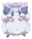  ambiguous_gender belly belly_grab belly_overhang big_belly bodily_fluids breasts chubby_cheeks double_chin eeveelution embrace fat_arms fat_rolls feral generation_4_pokemon glaceon grabbing_from_behind hi_res hug hugging_from_behind jiggling kelpu_(artist) lifted morbidly_obese morbidly_obese_feral navel nintendo obese obese_feral overweight overweight_feral pokemon pokemon_(species) solo sweat sweatdrop thick_arms thick_thighs 