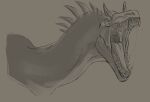  allosaurid allosaurus angry_expression bodily_fluids dinosaur dragon hybrid long_neck open_mouth oral_fixation reptile roaring saliva saliva_string scalie sharp_teeth sketch spikes teeth theropod wriithe 
