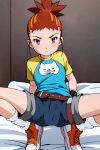  bandai_namco blush bottomwear clothing digimon female human human_only mammal not_furry rika_nonaka shorts solo spread_legs spreading 