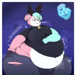 absurd_res anthro belly big_belly blush bodily_fluids butt clothed clothing deer digital_media_(artwork) expansion fur furr3ak hair hi_res holding_belly inflation male mammal moobs multicolored_body multicolored_fur simple_background solo text tight_clothing torn_clothing wide_hips 