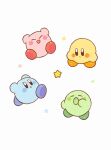  :d :o alternate_color arms_up blush blush_stickers closed_eyes closed_mouth commentary_request happy harukui highres kirby kirby_(series) no_humans open_mouth running simple_background smile star_(symbol) tearing_up v-shaped_eyebrows white_background yawning 