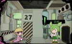  2girls :3 absurdly_long_hair blush_stickers brooch caution chibi clipboard collared_dress containment_unit detached_sleeves dress fake_screenshot green_hair green_shorts grey_shirt hat heart heart_brooch holding holding_clipboard holding_pen indoors industrial_pipe jewelry jitome lobotomy_corporation long_hair low_ponytail low_twintails multiple_girls neck_ribbon no_mouth parody pen pink_dress pink_ribbon pink_sleeves project_moon puffy_shorts purple_eyes ribbon school_hat shirt shorts sitting sleeveless sleeveless_dress sleeves_past_fingers sleeves_past_wrists standing suspender_shorts suspenders translation_request tsukuyomi_ai twintails very_long_hair voiceroid voicevox yunji zundamon |_| 
