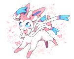  absurdres artist_name blue_eyes bow bow_print bowtie closed_mouth full_body highres no_humans pastel_colors pokemon pokemon_(creature) signature smile solo sylveon teru_(245_neko) traditional_bowtie 