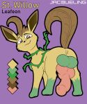  absurd_res anus balls big_balls big_penis eeveelution fan_character generation_4_pokemon genitals hi_res jacqueling leafeon male nintendo penis pokemon pokemon_(species) solo st_willow_(aphast) 