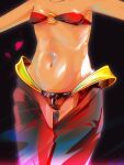  1girl ass_visible_through_thighs breasts brown_panties brown_pants commentary_request cowboy_shot groin harem_pants head_out_of_frame navel o-ring o-ring_top panties pants petals shantae shantae_(series) small_breasts solo tan underwear yukiman 