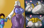  &lt;3 2023 anthro balls biped bodily_fluids boss_monster bovid breasts butt caprine clothed clothing duo enigi09 eyes_closed female female_penetrated frisk_(undertale) from_front_position genitals hi_res human male male/female male_penetrating male_penetrating_female mammal mating_press nude penetration rear_view sex size_difference smile sweat toriel undertale undertale_(series) white_body yellow_body 