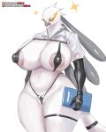  accipitriform aggressive_retsuko anthro areola avian big_breasts bird breasts female genitals girlsay hi_res huge_breasts nipple_outline pussy pussy_floss sanrio secretary_bird secretary_washimi solo thick_thighs 