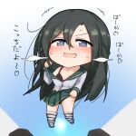  +++ 1girl :d black_bra black_hair black_panties black_thighhighs blue_eyes blush bra check_translation chibi commentary_request drone fairy_(girls&#039;_frontline) full_body girls&#039;_frontline green_sailor_collar green_skirt hair_between_eyes heart heart_in_eye heavy_breathing hologram lifted_by_self long_hair long_sleeves looking_at_viewer loose_thighhigh no_shoes open_mouth panties partially_unbuttoned pleated_skirt sailor_collar school_uniform serafuku shirt simple_background skirt smile solo striped striped_thighhighs sweat symbol_in_eye taunt_fairy_(girls&#039;_frontline) taunting thighhighs translation_request underwear v-shaped_eyebrows white_background white_shirt white_thighhighs yotubawatane 
