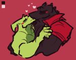  &lt;3 anthro black_body blush clothed clothing dragon duo epic_games eyes_closed fortnite green_body humanoid hybrid_(fortnite) jacket kissing komodo_dragon lizard low_res male male/male monitor_lizard muscular muscular_anthro muscular_male open_clothing open_jacket open_topwear pecs reptile ryozo scales scalie simple_background smile thunder_(fortnite) topwear 