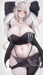  absurd_res anthro big_breasts blush bodily_fluids breasts cleavage clothed clothing domestic_cat felid feline felis female fur hi_res huge_breasts kakuteki11029 mammal panties solo sweat underwear white_body white_fur wide_hips 