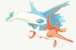  :d bright_pupils claws closed_mouth highres latias latios no_humans open_mouth pokemon pokemon_(creature) smile torinoko_(miiko_draw) water water_drop white_background white_pupils 
