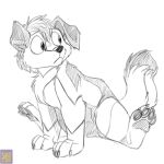  ambiguous_gender canid canine canis coyote feral foxenawolf fur greyscale hair mammal monochrome pawpads sketch solo tail tsavo_(reddot99) young 