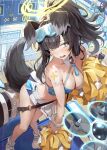  5girls absurdres animal_ears bare_shoulders black_hair blue_archive blue_eyes blush breasts cheerleader crop_top detached_collar dog_ears dog_girl dog_tail drone eyewear_on_head facial_mark goggles goggles_on_head halo hibiki_(blue_archive) hibiki_(cheerleader)_(blue_archive) highres holding holding_pom_poms long_hair looking_at_viewer midori_(blue_archive) millennium_cheerleader_outfit_(blue_archive) momoi_(blue_archive) multiple_girls navel netural noa_(blue_archive) official_alternate_costume pom_pom_(cheerleading) ponytail skirt solo_focus star_(symbol) star_facial_mark star_sticker star_tattoo sticker_on_arm sticker_on_face tail tattoo text_print white_skirt yellow_halo yuuka_(blue_archive) 