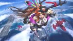  1girl absurdres animal_ears battle_bunny_miss_fortune brown_hair building energy_gun gun highres holding holding_gun holding_weapon league_of_legends long_hair miss_fortune_(league_of_legends) rabbit_ears ray_gun skyscraper weapon 