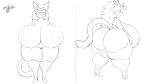  absurd_res anthro big_breasts big_butt breasts butt chubby_female digital_media_(artwork) domestic_cat eyewear felid feline felis female glasses hair hi_res huge_breasts huge_butt hyper hyper_breasts jfenixs2 mammal mature_anthro mature_female nipples nude ophelia_(sssonic2) simple_background sketch smile thick_thighs white_background wide_hips 