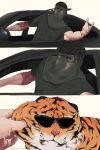  1boy animal animalization black_shirt call_of_duty call_of_duty:_modern_warfare_2 car cheek_squash covered_face driving facepaint helmet hermitpop horangi_(modern_warfare_2) konig_(call_of_duty) male_focus mask meme motor_vehicle shirt sunglasses tiger 