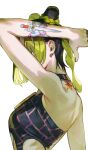  1girl absurdres arm_tattoo arm_up black_hair double_bun green_hair green_nails hair_bun highres jojo_no_kimyou_na_bouken kujo_jolyne multicolored_hair solo stone_ocean tattoo temu_(tem27) 