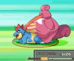  actualblueblu ambiguous_gender anal anal_penetration animated anthro belly belly_drop belly_on_back blue_body crocodile crocodilian crocodylid croconaw digital_media_(artwork) duo gameplay_mechanics generation_2_pokemon generation_4_pokemon gui health_bar intersex intersex/male lickilicky licking low_res male markings neck_lick nintendo obese overweight penetration pink_body pixel_(artwork) pixel_animation pokemon pokemon_(species) reptile scalie tail thick_tail thick_tongue tongue tongue_out white_markings yellow_markings 