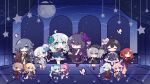  6+girls ahoge animal_ears bianka_durandal_ataegina black_hair blonde_hair bronya_zaychik bug butterfly chibi flower fu_hua grey_hair hair_flower hair_ornament hair_over_eyes highres holding holding_instrument honkai_(series) honkai_impact_3rd instrument kallen_kaslana kiana_kaslana light_brown_hair liliya_olenyeva moon multiple_girls murata_himeko music official_art official_wallpaper playing_instrument ponytail rabbit_ears raiden_mei red_eyes red_hair rita_rossweisse rozaliya_olenyeva seele_vollerei stage star_(symbol) theresa_apocalypse white_hair yae_sakura 