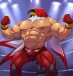  abs animal_head biceps big_muscles bottomwear bulge clothing fighting_ring flexing for_a_head garou:_mark_of_the_wolves gloves handwear hi_res humanoid king_of_fighters maldu male mammal mask muscular muscular_humanoid muscular_male nipples pants pecs snk solo tizoc white_eyes wrestler wrestling 