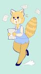  9:16 aggretsuko ailurid anthro biped black_clothing blue_clothing bodily_fluids clothing female fur fur_markings hi_res holding_object holding_paper mammal markings orange_body orange_fur orange_tail paper paws puppkittyfan1 red_panda retsuko sanrio solo sweat tail tan_body tan_fur tan_tail topwear white_body white_clothing white_fur 