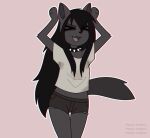  angie_imagines animated anthro bottomwear canid canine canis caramelldansen choker clothing collar cutoffs denim denim_clothing eye_bags female jewelry mammal meme necklace rawr sami_(whisperfoot) scp_foundation shorts smile solo spiked_collar spikes stained_clothing wolf 