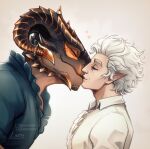  &lt;3 anthro astarion_(baldur&#039;s_gate) baldur&#039;s_gate clothing dragon dragonborn_(dnd) dungeons_and_dragons duo elf eyes_closed frilly frilly_clothing hair hasbro humanoid humanoid_pointy_ears kissing lintufriikki male male/male romantic romantic_couple vampire white_hair wizards_of_the_coast 