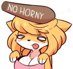  alpha_channel anthro bat_(object) black_nose blonde_hair blush blush_lines bonk_(meme) breasts butterscotch_(peargor) canid canine canis cleavage clothed clothing domestic_dog english_text female hair jasminthemanticore mammal pink_clothing pink_shirt pink_topwear portrait shiba_inu shirt simple_background solo spitz star text tongue tongue_out topwear transparent_background 