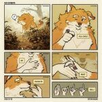  anthro canid canine comic deaf digital_media_(artwork) english_text fur looking_at_viewer male mammal nude one_eye_closed sign_language smile solo steven_huang text were werecanid werecanine werewolf wholesome wink 