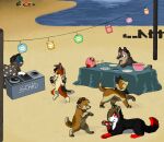  2012 aliasing ambiguous_gender beach beagle beverage black_body black_fur blue_(bluekyokitty) blue_body blue_fur blue_hair blue_highlights blue_nose bluekyokitty border_collie brown_body brown_fur brown_hair brown_nose canid canine canis cel_shading collie dancing day detailed_background digital_drawing_(artwork) digital_media_(artwork) digitigrade disc_jockey dj_table domestic_dog eating emo eyes_closed female_(lore) feral feral_with_hair floppy_ears fuchsia_(fuchsianess) fur furniture green_nose greg_(sebdoggo) hair hair_over_eye hair_over_eyes head_tuft headphones herding_dog highlights_(coloring) hunting_dog kirby kirby_(series) lamp lantern looking_at_another lying male_(lore) mammal miroku_(sebdoggo) mixed_breed narrowed_eyes neckerchief nintendo on_hind_legs one_ear_up one_eye_obstructed open_mouth open_smile outside paper_lantern party pastoral_dog pattern_kerchief pattern_neckerchief pawpads paws pink_body plaid_kerchief plaid_neckerchief punch_(drink) punch_bowl purple_inner_ear purple_nose raised_paw red_body red_fur sand sar_(sebdoggo) scent_hound schadenfreude_(sebdoggo) sea seaside sebdoggo semi-anthro shaded sheepdog shrimp_(food) smile solo standing table tablecloth tail tuft waddling_head water welsh_corgi white_body white_fur white_pawpads wolf 
