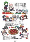  6+girls ^_^ akishimo_(kancolle) asashimo_(kancolle) black_hair blunt_bangs brown_hair closed_eyes dark-skinned_female dark_skin food fujinami_(kancolle) glasses green_hair grey_hair hair_over_eyes hair_over_one_eye hair_ribbon hairband hamanami_(kancolle) hayanami_(kancolle) hayashimo_(kancolle) headgear highres kantai_collection kazagumo_(kancolle) kishinami_(kancolle) kiyoshimo_(kancolle) kongou_(kancolle) long_hair makigumo_(kancolle) makinami_(kancolle) multiple_girls musashi_(kancolle) myoukou_(kancolle) naganami_(kancolle) notice_lines okinami_(kancolle) ooyodo_(kancolle) opaque_glasses open_mouth pink_hair ribbon seiran_(mousouchiku) smile suzunami_(kancolle) takanami_(kancolle) tamanami_(kancolle) tomato yuugumo_(kancolle) 