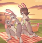  absurd_res anthro bodily_fluids breasts disney fan_character felation female female/female genital_fluids genitals group hi_res incest_(lore) judy_hopps lagomorph leporid lollipop_in_mouth mammal mithril_hopps papermint papermintus penetration perla_hopps provocative public public_sex pussy pussy_juice rabbit sex sex_toy sibling sister sisters trio vaginal vaginal_penetration zootopia 