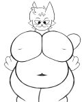  2021 anthro belly big_belly big_breasts biped black_and_white breasts chip_at_night domestic_cat felid feline felis female hair huge_breasts huge_hips huge_thighs mae_borowski mammal monochrome navel neck_tuft night_in_the_woods paws sketch slightly_chubby solo thick_thighs tuft unfinished 