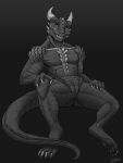  absurd_res anthro hi_res horn male nude reptile scalie sitting slit solo solo_focus tail yonivi 