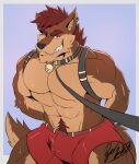  bdsm bondage bound canid canine canis collar gabu_(awoogabu) harness hi_res lofnirv male mammal muscular red_wolf solo wolf 