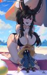  animal_humanoid beach big_breasts bikini breasts cleavage clothed clothing female final_fantasy final_fantasy_ix hi_res humanoid lagomorph lagomorph_humanoid larger_female leporid_humanoid mammal mammal_humanoid on_towel rabbit_humanoid seaside size_difference square_enix swimwear towel umbrella vivi_ornitier xhaart 