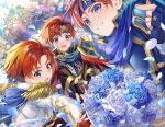  blue_armor blue_eyes blue_flower blue_scarf bouquet commentary_request dated fingerless_gloves fire_emblem fire_emblem:_the_binding_blade fire_emblem_heroes flower gloves headband jacket jewelry looking_at_viewer official_alternate_costume red_hair ring roy_(brave_lion)_(fire_emblem) roy_(fire_emblem) roy_(groom)_(fire_emblem) scarf short_hair smile white_flower white_jacket yuki_(yuki2061) 