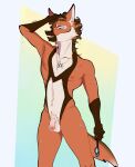  absurd_res anthro canid canine clothing collar eyewear genitals goggles hi_res jean_soren_ajiacc male mammal maned_wolf nude penis solo solo_focus swimwear tasteful_nudity wet wet_body zull_darkspear 