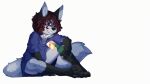  ambiguous_gender animated anthro bedroom_eyes black_body black_fur bottle container curled_hair evil_look fire fluffy fluffy_tail fur hair lagupus lagupus_(fursona) long_shirt molotov_cocktail narrowed_eyes purple_eyes sadistic_smile seductive smile smiling_at_viewer solo tail white_body white_fur 