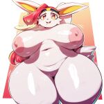  1:1 2023 anthro areola bianca_(shootysyvleon) big_breasts breasts cinderace female generation_8_pokemon genitals hair hi_res huge_breasts huge_hips huge_thighs looking_at_viewer multicolored_hair navel nintendo nipples nude open_mouth orange_eyes overweight overweight_anthro overweight_female pink_areola pink_nipples pokemon pokemon_(species) pupils pussy solo thick_thighs trinity-fate62 two_tone_hair white_pupils wide_hips 