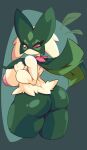  anthro areola big_breasts big_butt breasts butt female fur generation_9_pokemon green_body green_fur hi_res meowscarada nintendo odoka pokemon pokemon_(species) solo thick_thighs 