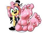  absurd_res amy_rose anthro barefoot bodily_fluids butt cum cum_on_feet eulipotyphlan feet female foot_focus genital_fluids goth gothic_lolita happy hedgehog hi_res lolita_(fashion) looking_at_viewer mammal sega soles solo sonic_the_hedgehog_(series) toes wigmania 