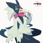  1:1 2d_animation animated anthro banana biped blush breasts feliscede female food fruit fur generation_9_pokemon green_body green_fur meowscarada navel nintendo pink_eyes plant pokemon pokemon_(species) solo sucking 