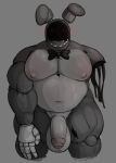  animatronic anthro balls belly bow_tie five_nights_at_freddy&#039;s five_nights_at_freddy&#039;s_2 genitals grey_background greyscale humanoid_genitalia humanoid_penis lagomorph leporid locitony looking_at_viewer machine mammal missing_arm monochrome musclegut navel nipples nude penis rabbit red_eyes robot scottgames simple_background teeth withered_bonnie_(fnaf) 