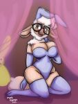  anthro bellwether big_breasts bovid breasts bunny_costume caprine clothing costume dawn_bellwether disney female hi_res judy_hopps mammal mana_hannah nick_wilde sheep solo thick_thighs zootopia 