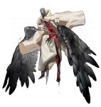  1boy absurdres arsene_(persona_5) black_headwear black_wings boots btmr_game cleaning cloth disembodied_limb feathered_wings fingernails hat highres male_focus persona persona_5 scratches sharp_fingernails signature simple_background solo_focus wings 