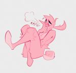  addison_(deltarune) blush bodily_fluids butt curled_tail dark_eyelids darkner featureless_feet fluffy fur hair head_tuft humanoid male pink_body pink_fur pointy_nose ponytail simple_background solo source_request sweat tail tuft unknown_artist white_background 