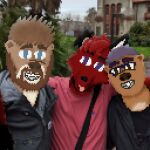  ambiguous_gender anthro beard beaver black_body black_ears black_fur black_nose blue_eyes brown_body brown_eyes brown_fur canid canine dave_(otterloops) digital_media_(artwork) draw_over eyewear facial_hair floppy_ears fluffy fox fur glasses group hair hi_res inner_ear_fluff jesam_(jesam) male mammal mustelid nonbinary_(lore) otter otterloops pixel_(artwork) purple_eyes red_body red_fox red_fur red_hair rodent trio tuft white_body white_fur white_inner_ear_fluff 