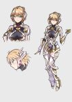  1girl blonde_hair breasts closed_mouth cyborg fiora_(xenoblade) full_body green_eyes inoue_takuya_(tactactak) looking_at_viewer mecha-fiora short_hair simple_background solo upper_body white_background xenoblade_chronicles_(series) xenoblade_chronicles_1 